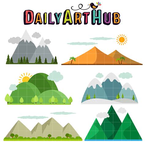 Mountain Landscapes Clip Art Set – Daily Art Hub – Free Clip Art Everyday