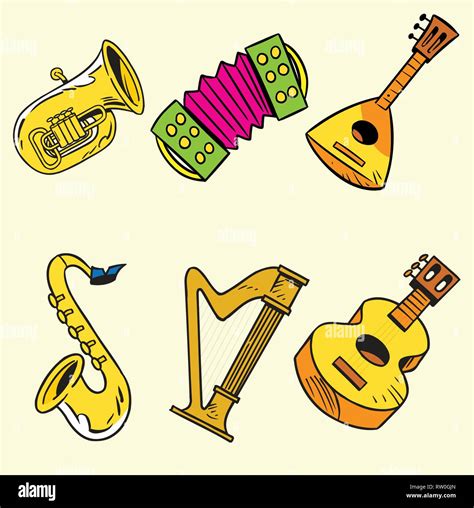 La ilustración muestra algunos instrumentos musicales de cuerda y ...