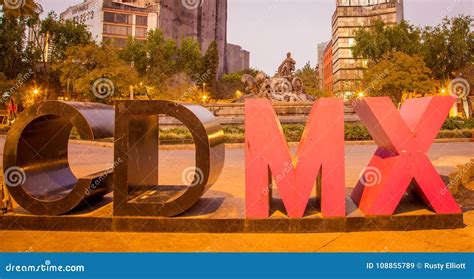 Colorful mexico city sign editorial stock image. Image of roundabout ...