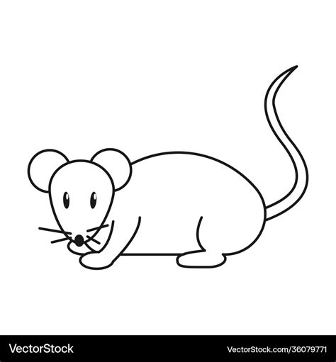 Outline cartoon mouse isolated on white Royalty Free Vector