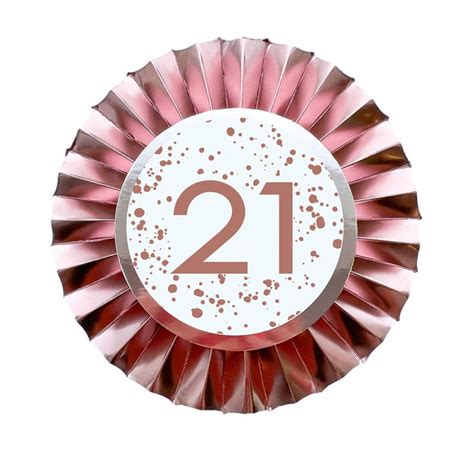 Rose Gold 21st Birthday Badge - 12cm | Party Delights