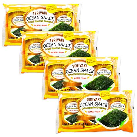 Ocean Snack Dried Roasted Seaweed Teriyaki - 12 Pack Dried Seaweed Snack Roasted Seaweed Sheets ...