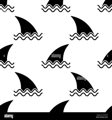 Shark Fin Icon Seamless Pattern Vector Art Illustration Stock Vector Image & Art - Alamy