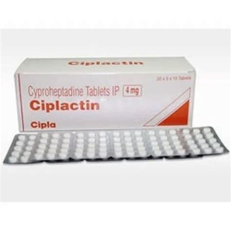 Cyproheptadine Cipla Ciplactin 4 Mg Tablet, Packaging Type: Strip, Packaging Size: 20x5x15 ...