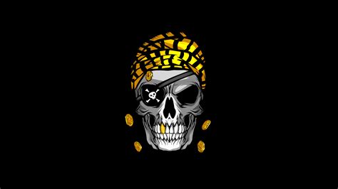 Pirate Skull Gold Minimal 4k Wallpaper,HD Artist Wallpapers,4k ...