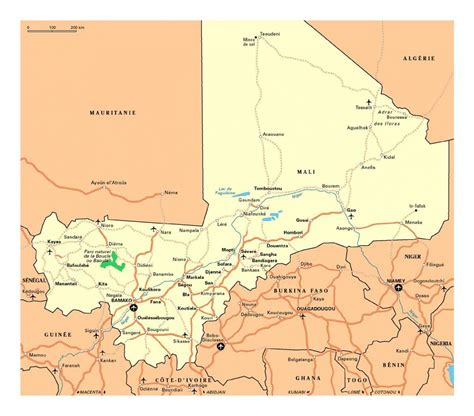 Mali villes, carte - carte du Mali villes (Afrique de l'Ouest - Afrique)