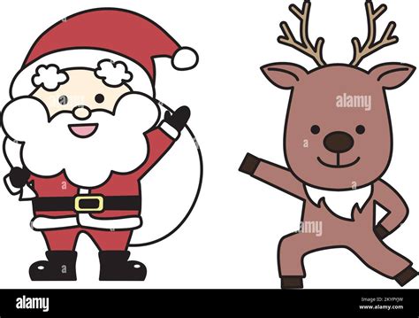 Cute Santa Claus and reindeer characters. Illustration for christmas. Color illustrations with ...