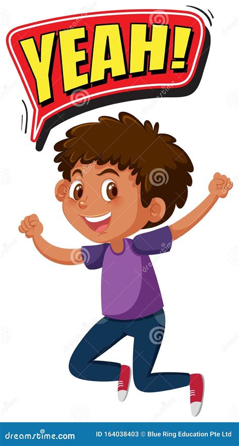 Boy with Expression Word Yeah Stock Vector - Illustration of cartoon, small: 164038403