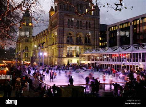 Ice skating rink at Natural History Museum, South Kensington, London Stock Photo - Alamy