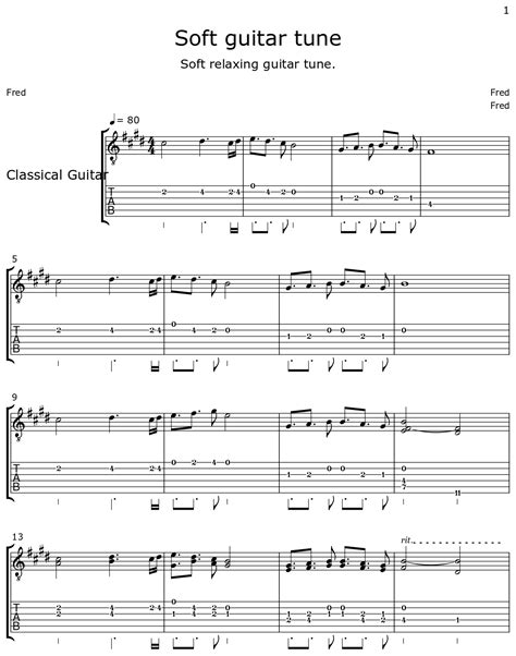 Soft guitar tune - Sheet music for Classical Guitar