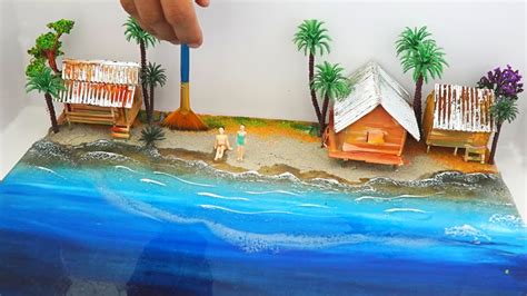 How To Make Miniature Houses On The Island Diorama | Epoxy Resin Art - YouTube