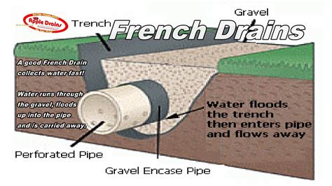 french drains (drain tile ) | Drainage solutions, French drain, Downspout drainage