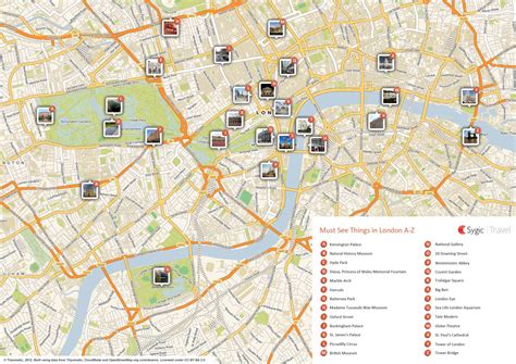 London attractions map - Map of London attractions (England)