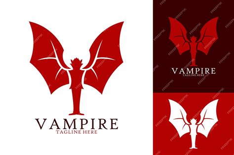 Premium Vector | Vampire flat red wings dracula logo design