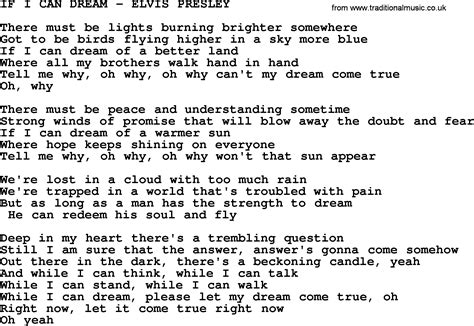 Elvis Presley If I Can Dream Lyrics - DREASAM