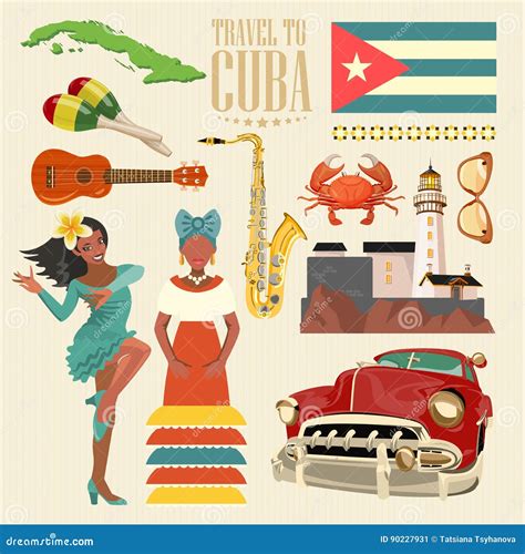 Cuba Travel Colorful Card Concept. Travel Poster with Salsa Dancer Stock Vector - Illustration ...