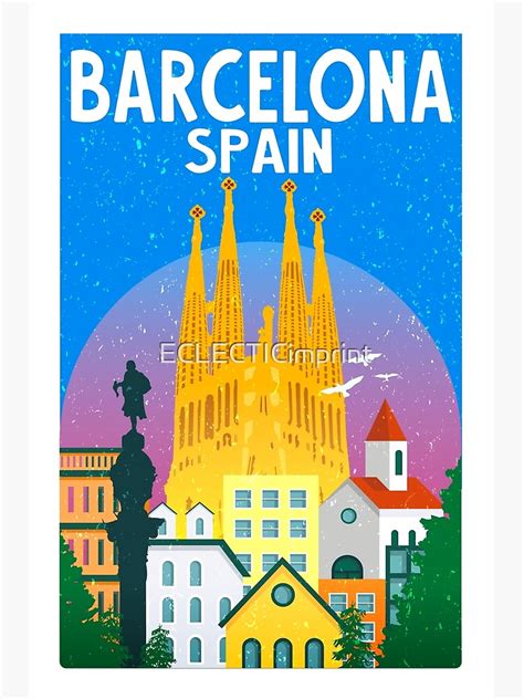 "Barcelona travel poster" Poster by ECLECTICimprint | Redbubble