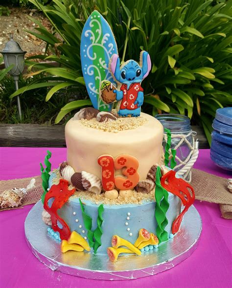 Stitch cake by VR … Disney Birthday Cakes, Hawaiian Birthday Party, Disney Cakes, Disney ...