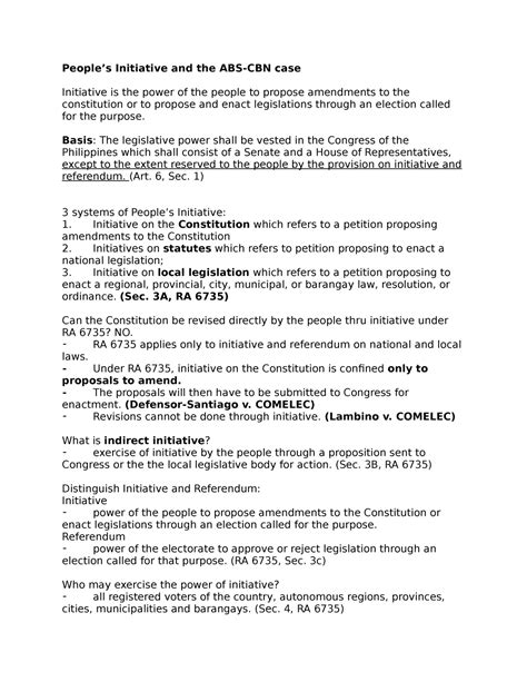 People's initiative - People’s Initiative and the ABS-CBN case Initiative is the power of the ...