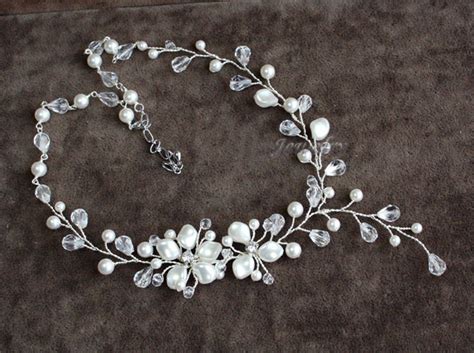 Pearls Bridal Necklace Swarovski Pearl Wedding Necklace - Etsy UK