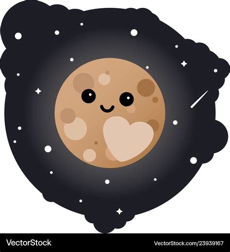 Cartoon dwarf planet pluto in sky Royalty Free Vector Image