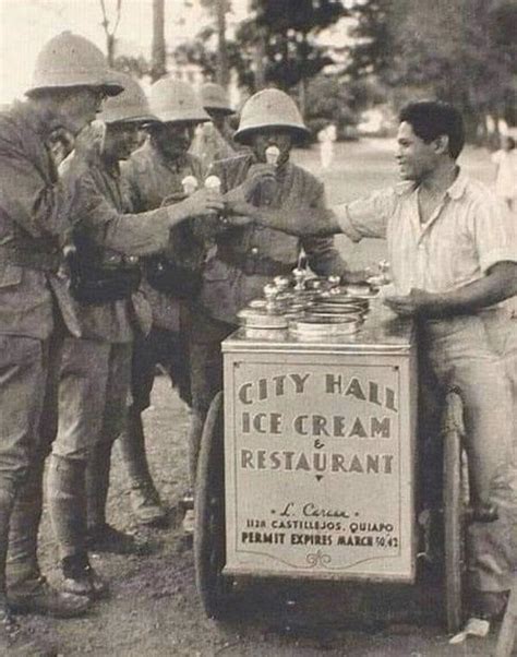 Japanese soldiers eating ice cream from a Filipino vendor in Occupied Manila (1942) : r/ww2