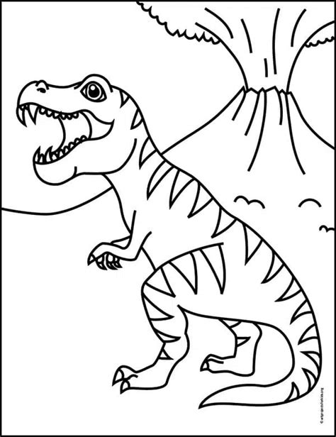 Simple Methods to Draw a Dinosaur Tutorial and Dinosaur Coloring Web ...