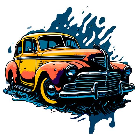 Splash Art of Old Vintage Car with 24558450 PNG