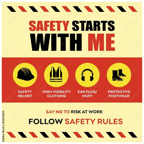 Safety Starts With me, Work Safety Awareness Poster. Site Safety Banner. Construction Site ...