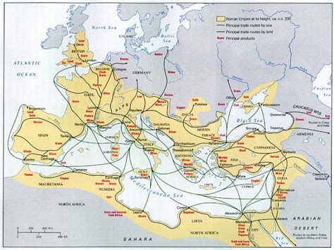 Roman trade routes and principal products in each region - Vivid Maps