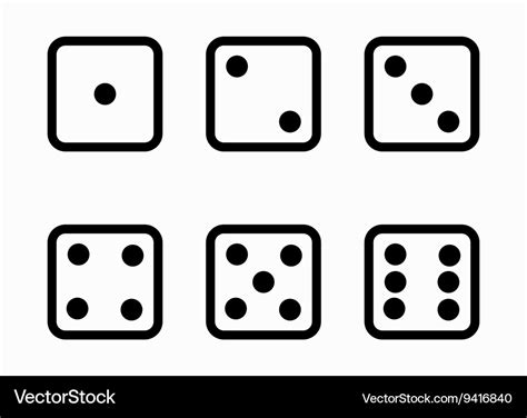 Black line dice cubes icons set Royalty Free Vector Image