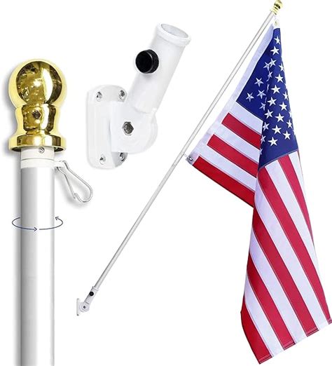 Amazon.com : American Flag Pole Holder Kit Silver | Heavy Duty Outdoor Flagpole | 3x5’ Flag ...