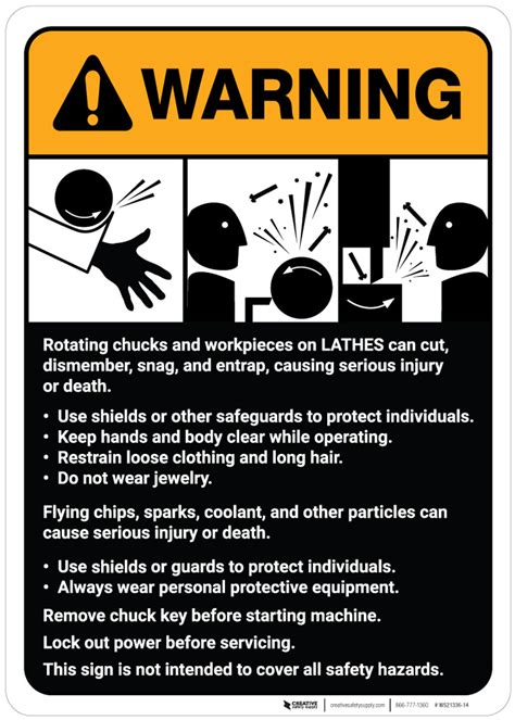 Warning: Lathe Machine Guidelines ANSI - Wall Sign | Creative Safety Supply