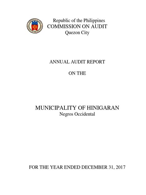 Hinigaran2017 Audit Report | PDF | Internal Control | Audit