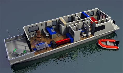 Catamaran Houseboat Cross Section in 2019 | Catamaran