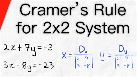 Cramer's Rule to Solve 2x2 System of Linear Equations | Algebra 2 - YouTube