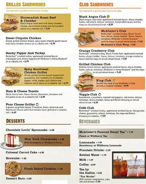 Mcalister's Printable Menu With Prices