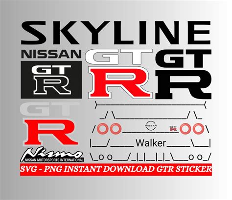 Nissan GTR Logo Svg, Skyline Gtr Logo Svg Png Sticker, Nissan Skyline GTR Custom Sticker Pack ...