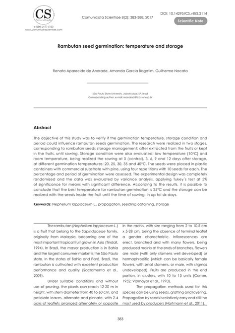 (PDF) Rambutan seed germination: temperature and storage