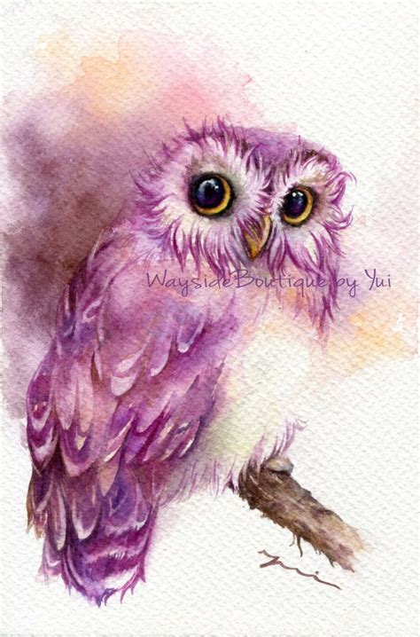 PRINT Owl Watercolor painting 7.5 x 11 | Etsy