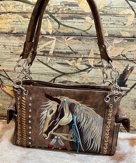 Western Concealed Carry Horse Embroidered Shoulder Handbag and - Etsy