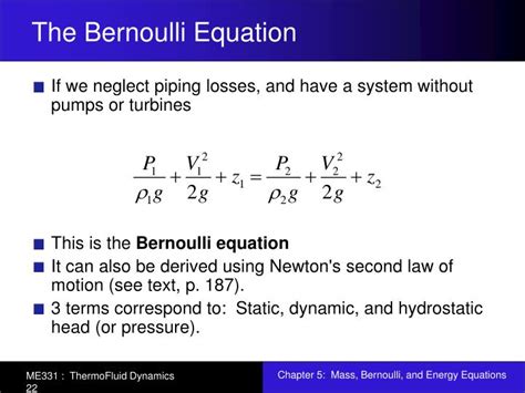 PPT - Chapter 5: Mass, Bernoulli, and Energy Equations PowerPoint ...