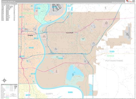 Council Bluffs Iowa Wall Map (Premium Style) by MarketMAPS - MapSales