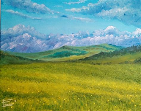 "Green Meadow". 50x40cm. Oil Painting. : r/Art