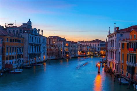 Grand Canal in Venice, Italy, at Night Stock Photo - Image of boat ...