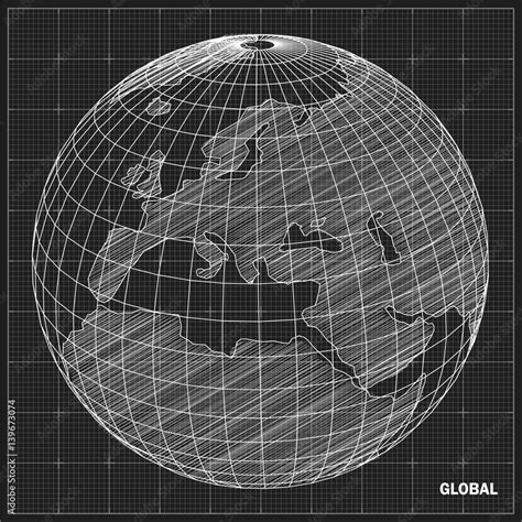 wireframe and earth model (3d model derived from source map- http ...