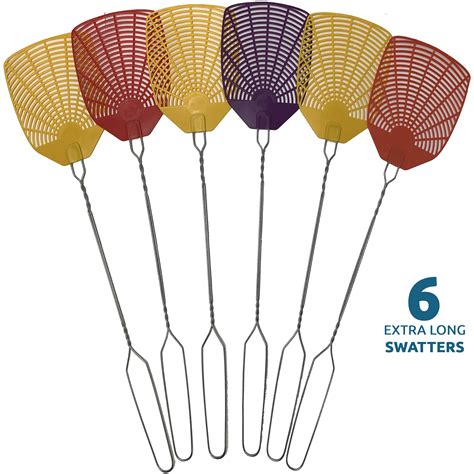 W4W Bug & Fly Swatter – Extra Long Handle 6 Pack Fly Swatters – Indoor/Outdoor – Pest Control ...