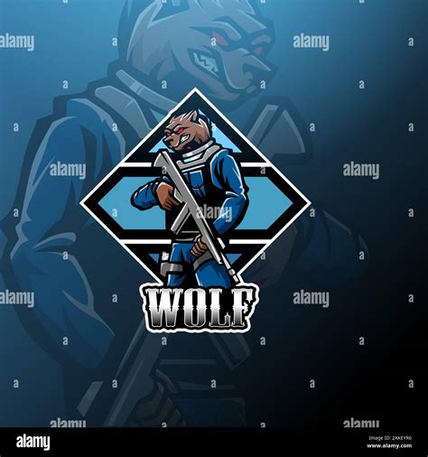 Wolf gunner esport mascot logo Stock Vector Image & Art - Alamy