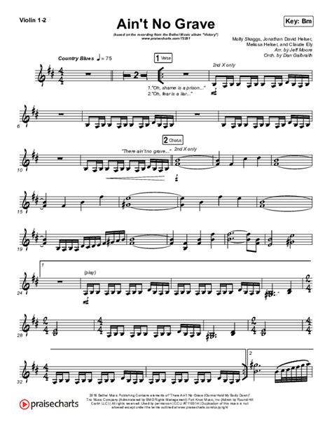 Ain't No Grave Violin Sheet Music PDF (Bethel Music / Molly Skaggs) - PraiseCharts