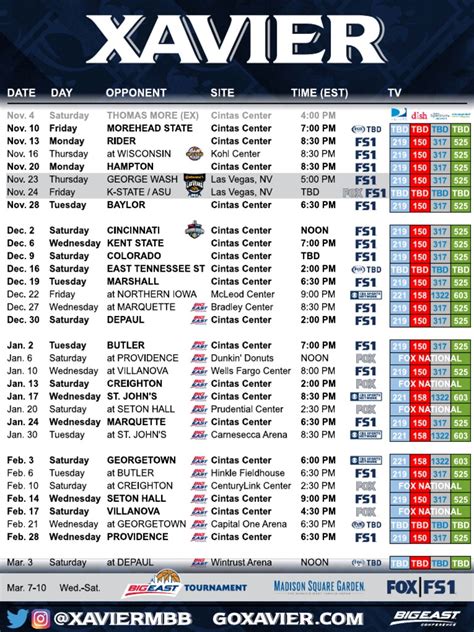 Xavier Men's Basketball Schedule | PDF